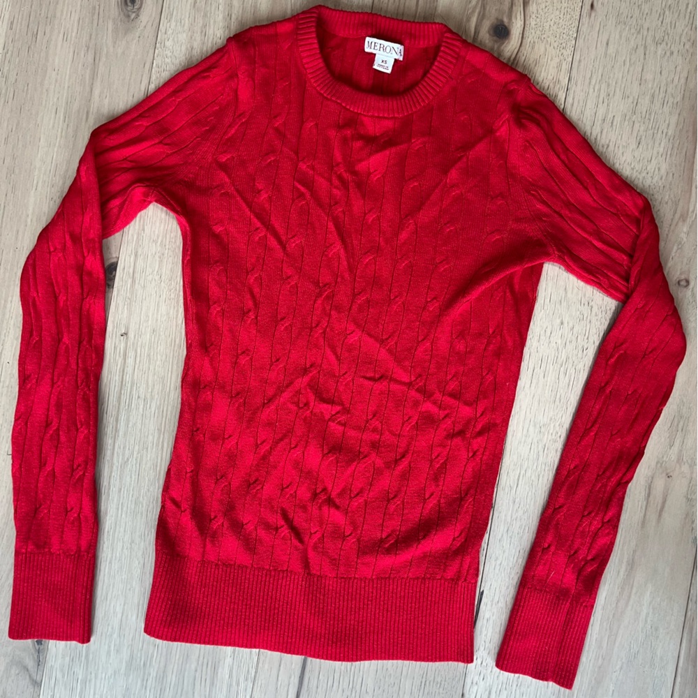Merona Red Cable Knit Crew Neck Sweater